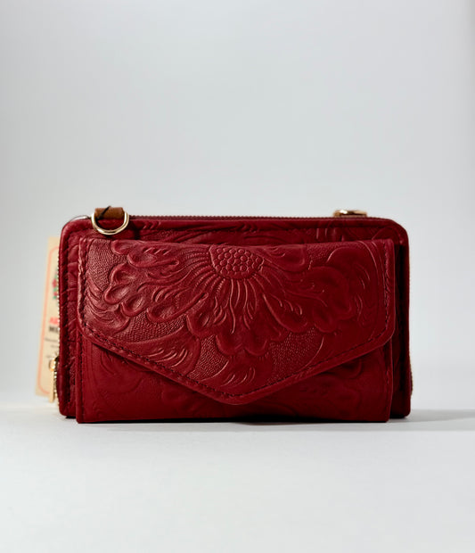 Clutch Wallet with Floral-Pressed Design